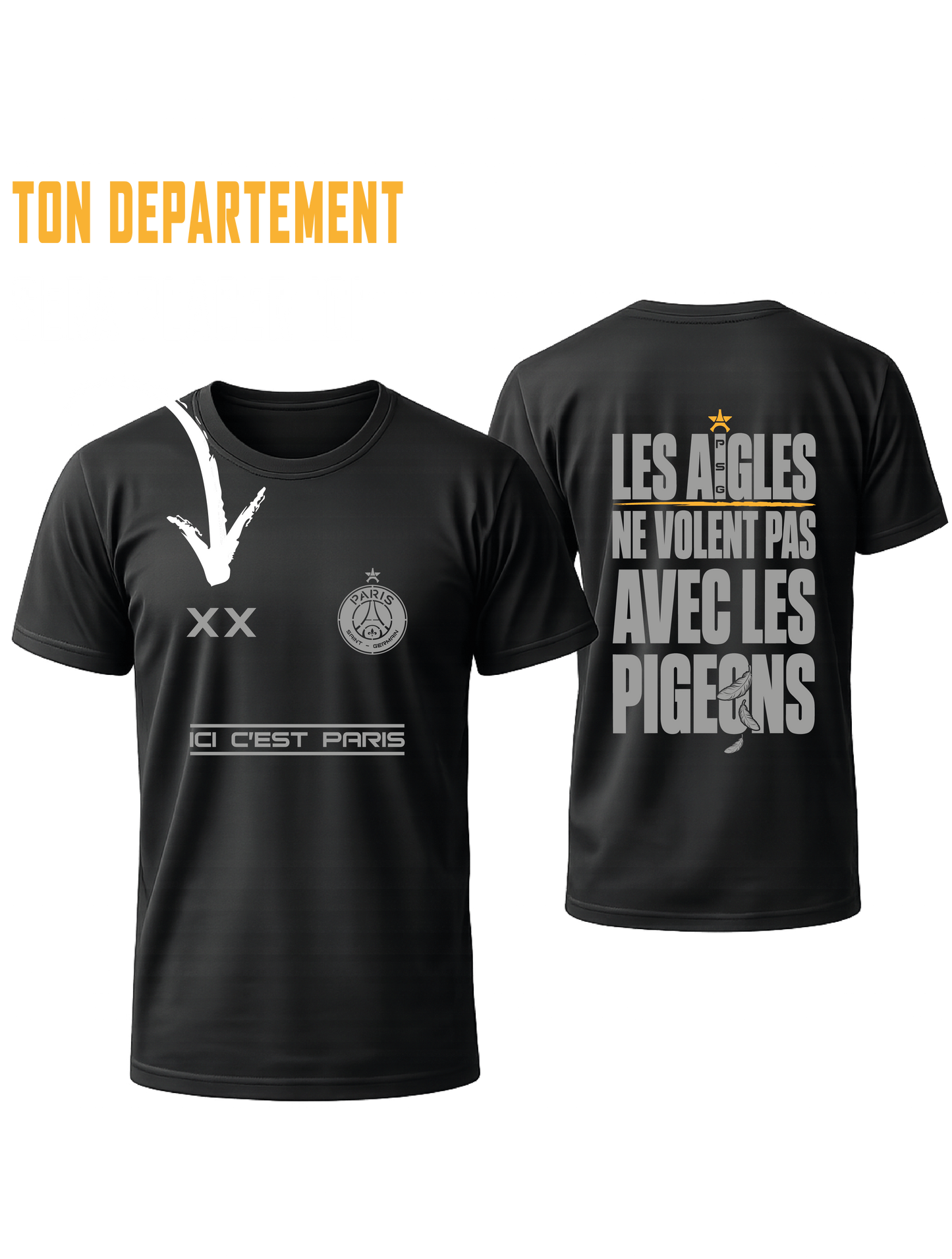Maillot Noir PSG #LES AIGLES +1 PERSO