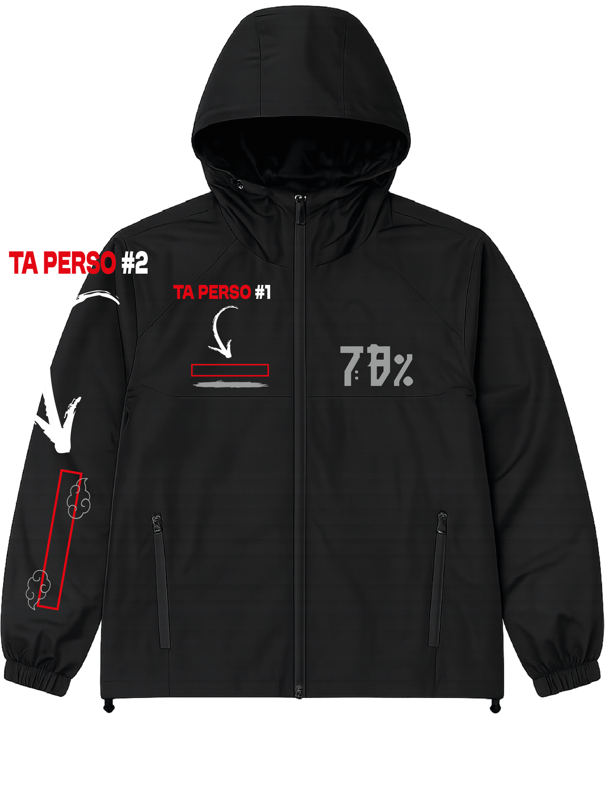 VESTE NOIRE/ROSE réfléchissante 78 #MADE IN +2 PERSO