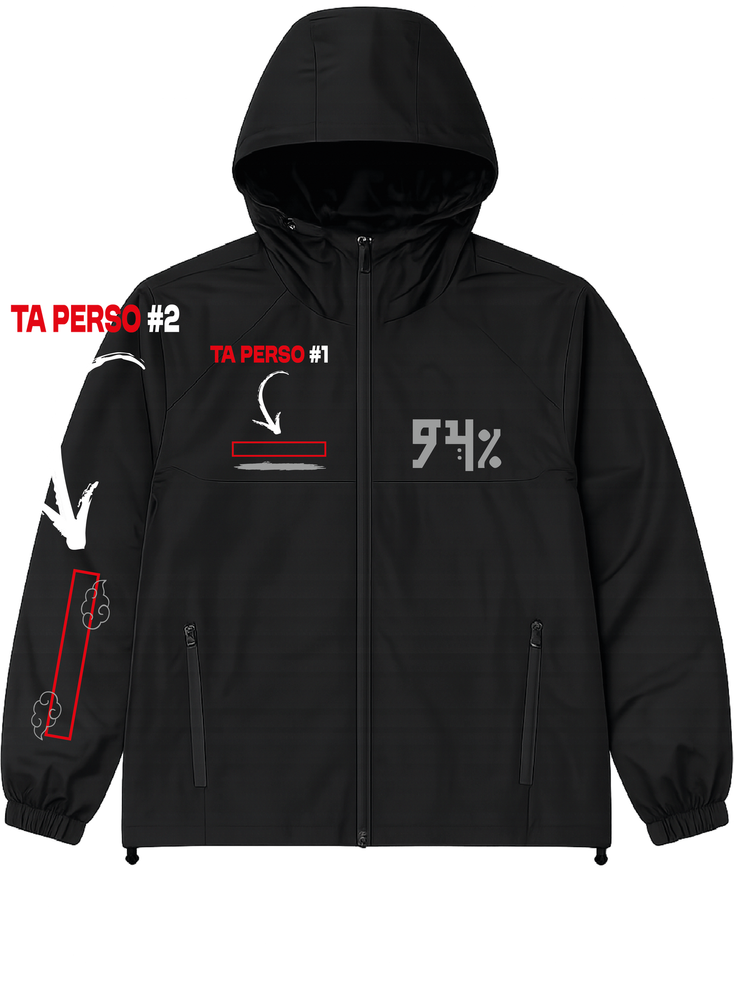 VESTE NOIRE/ROSE réfléchissante 94 #MADE IN +2 PERSO
