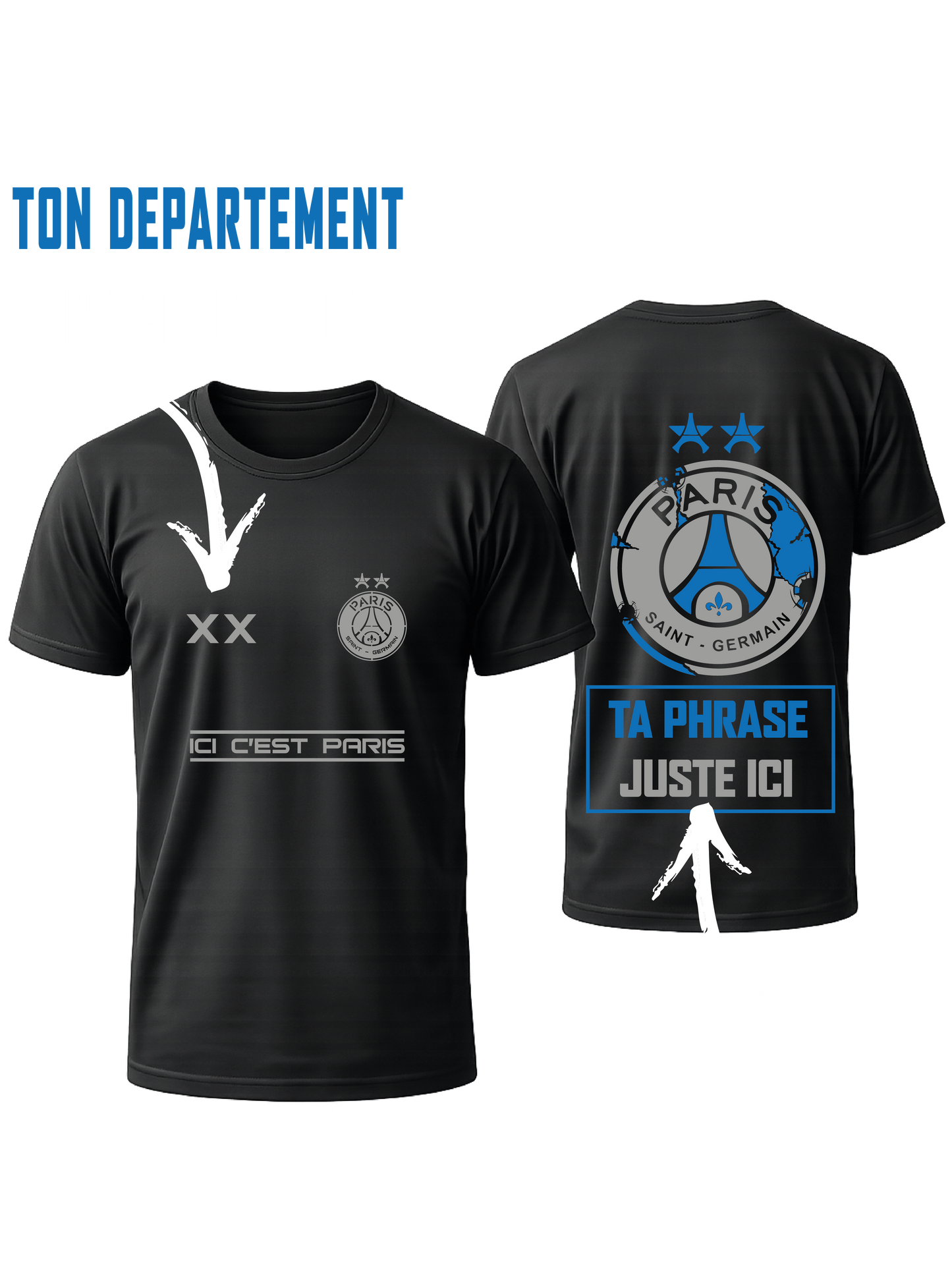 Maillot Noir/Bleu PSG EDITION #2 ETOILES + 2 PERSO