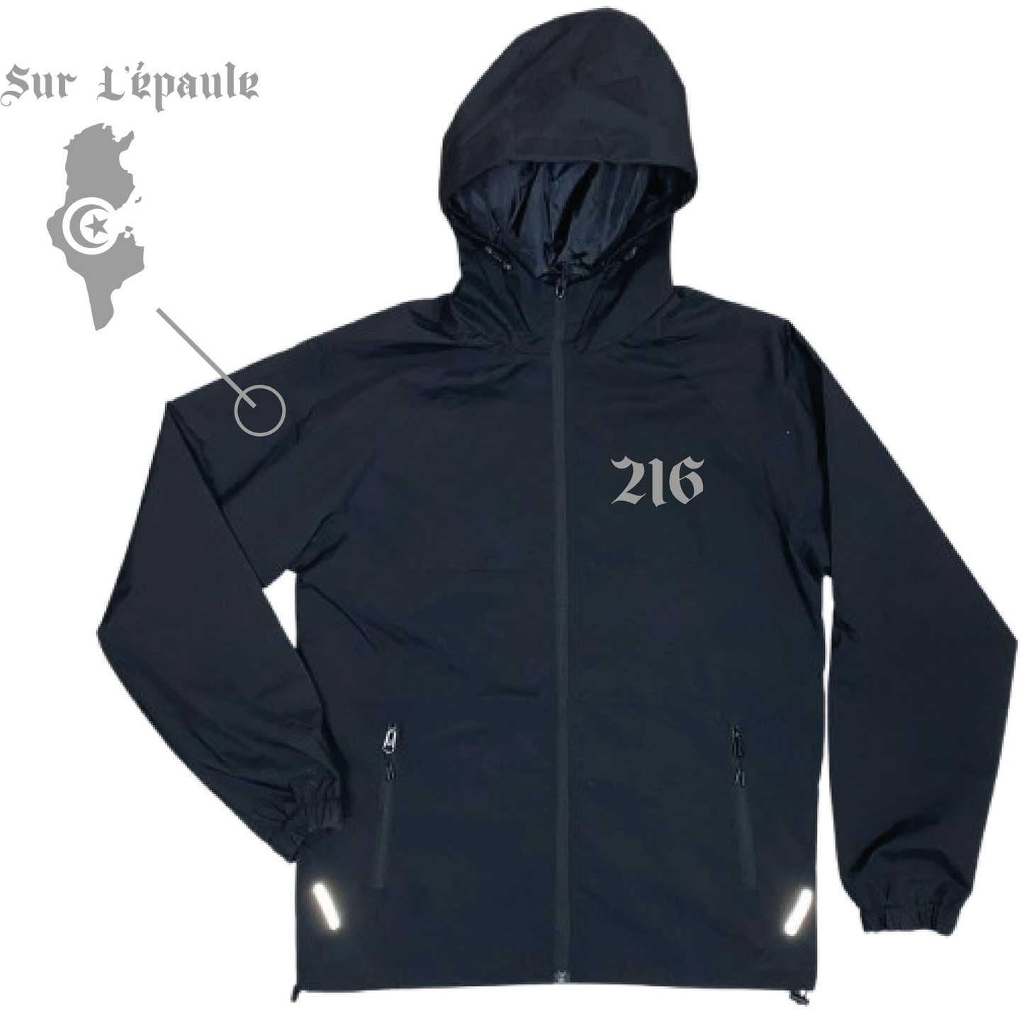 Veste Noir Tunisie + 1 PERSO