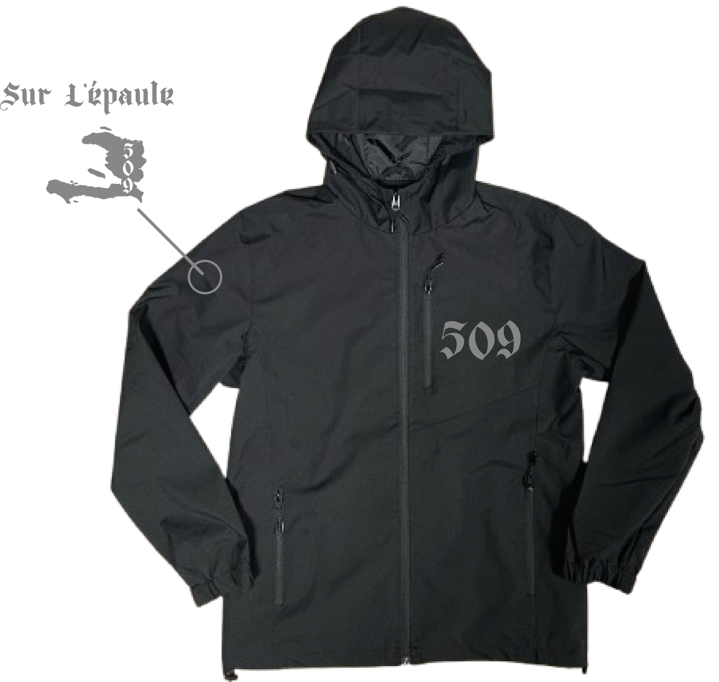 Veste Noir Haïti + 1 PERSO