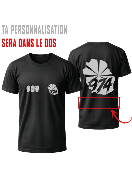 #2 MAILLOT NOIR 974 LA REUNION + 1 PERSO