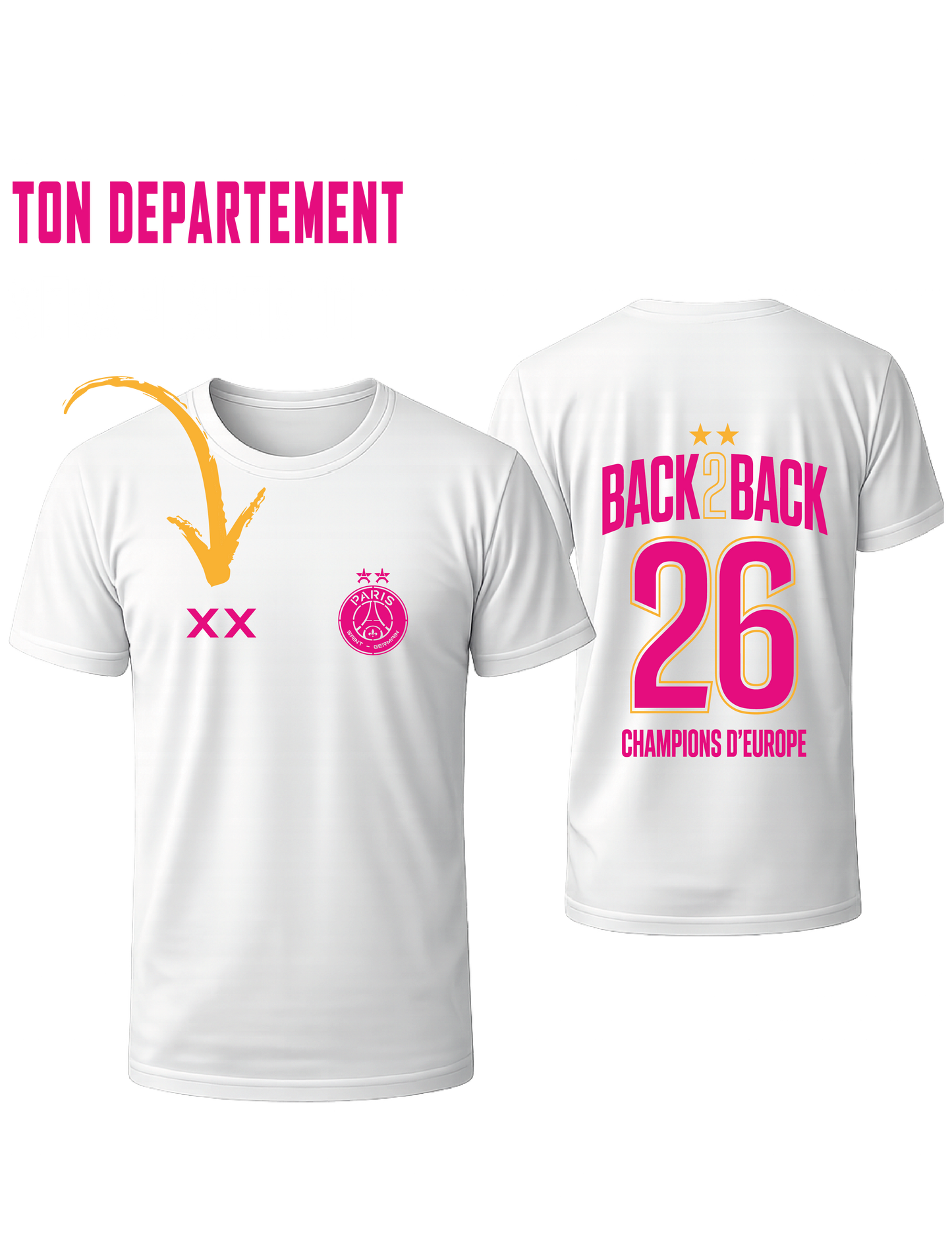 TSHIRT OVERSIZE Rose/Or PSG #BACK2BACK + 1 PERSO