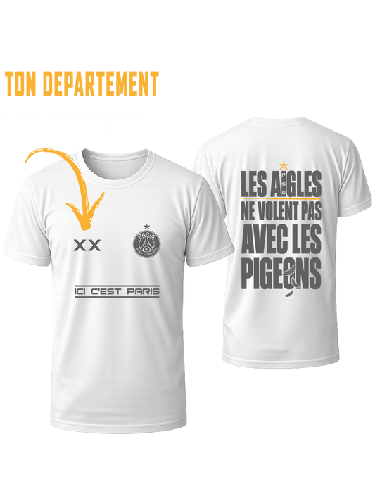 Maillot Blanc PSG #LES AIGLES +1 PERSO