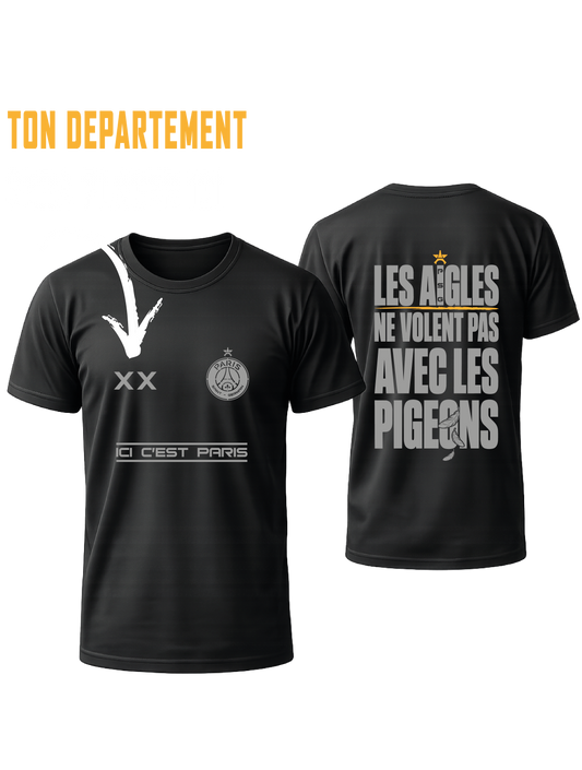 Maillot Noir PSG #LES AIGLES +1 PERSO