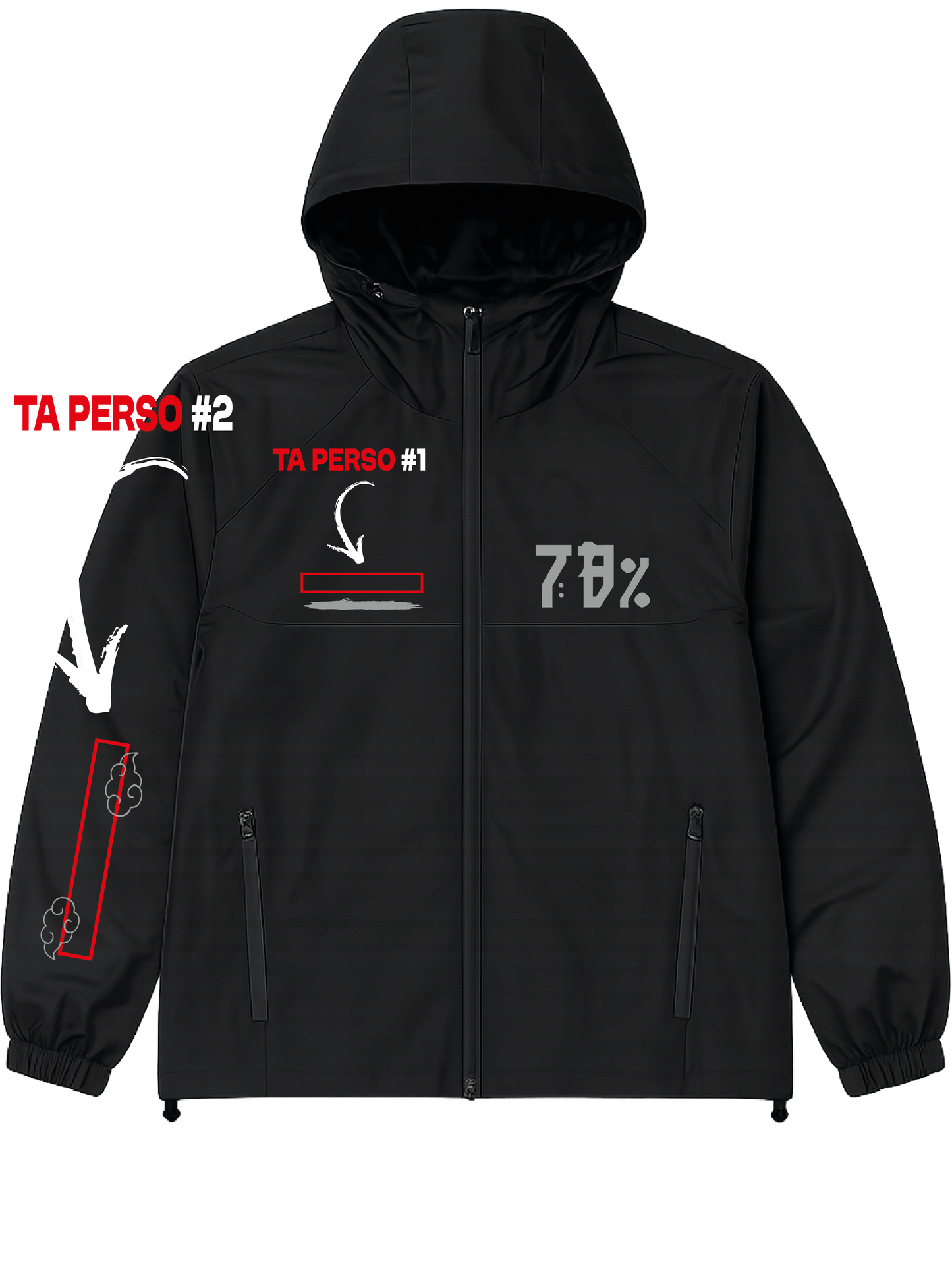 VESTE NOIRE/ROSE réfléchissante  78 #MADE IN +2 PERSO