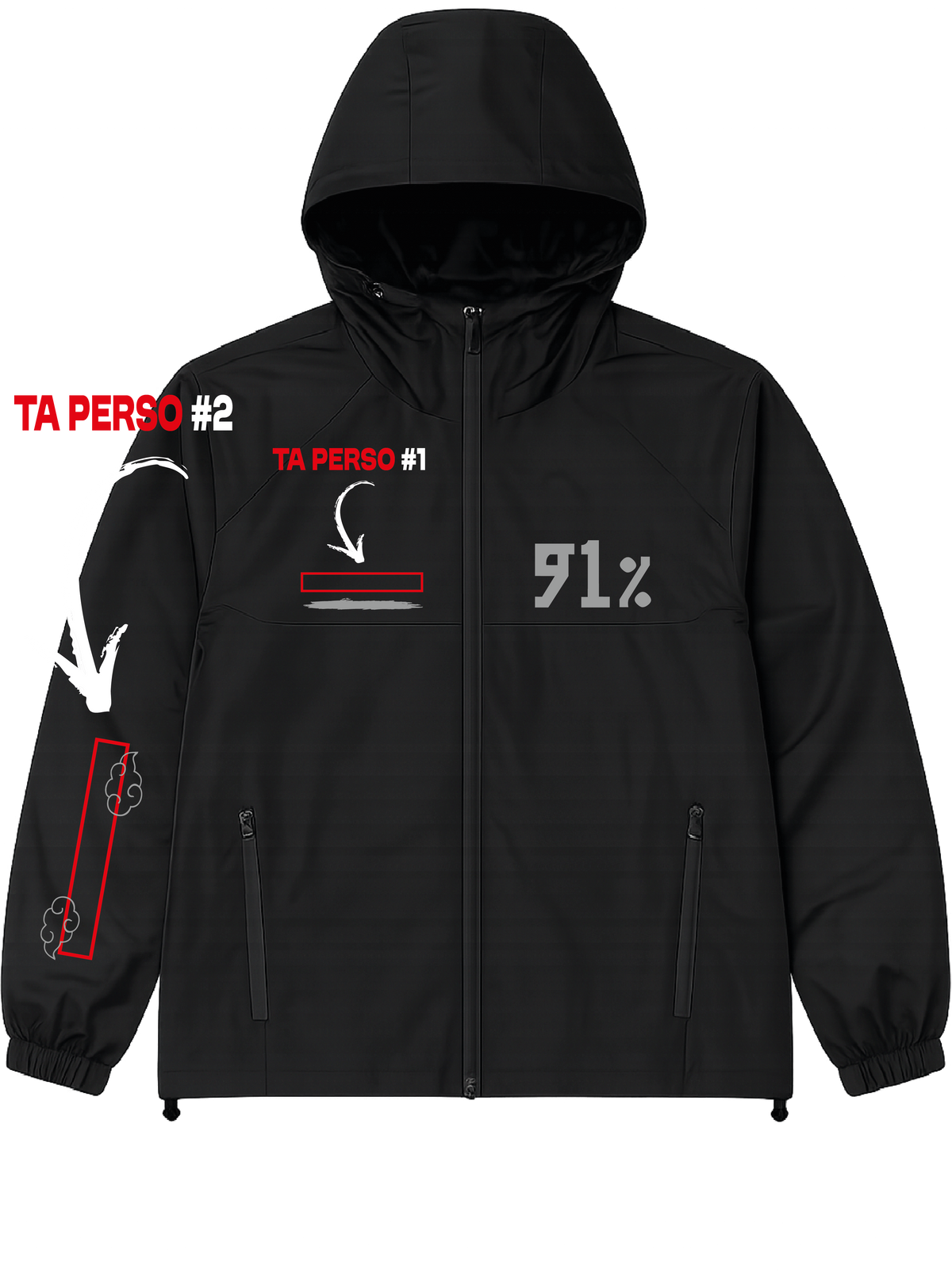 VESTE NOIRE/ROSE réfléchissante  91 # MADE IN +2 PERSO
