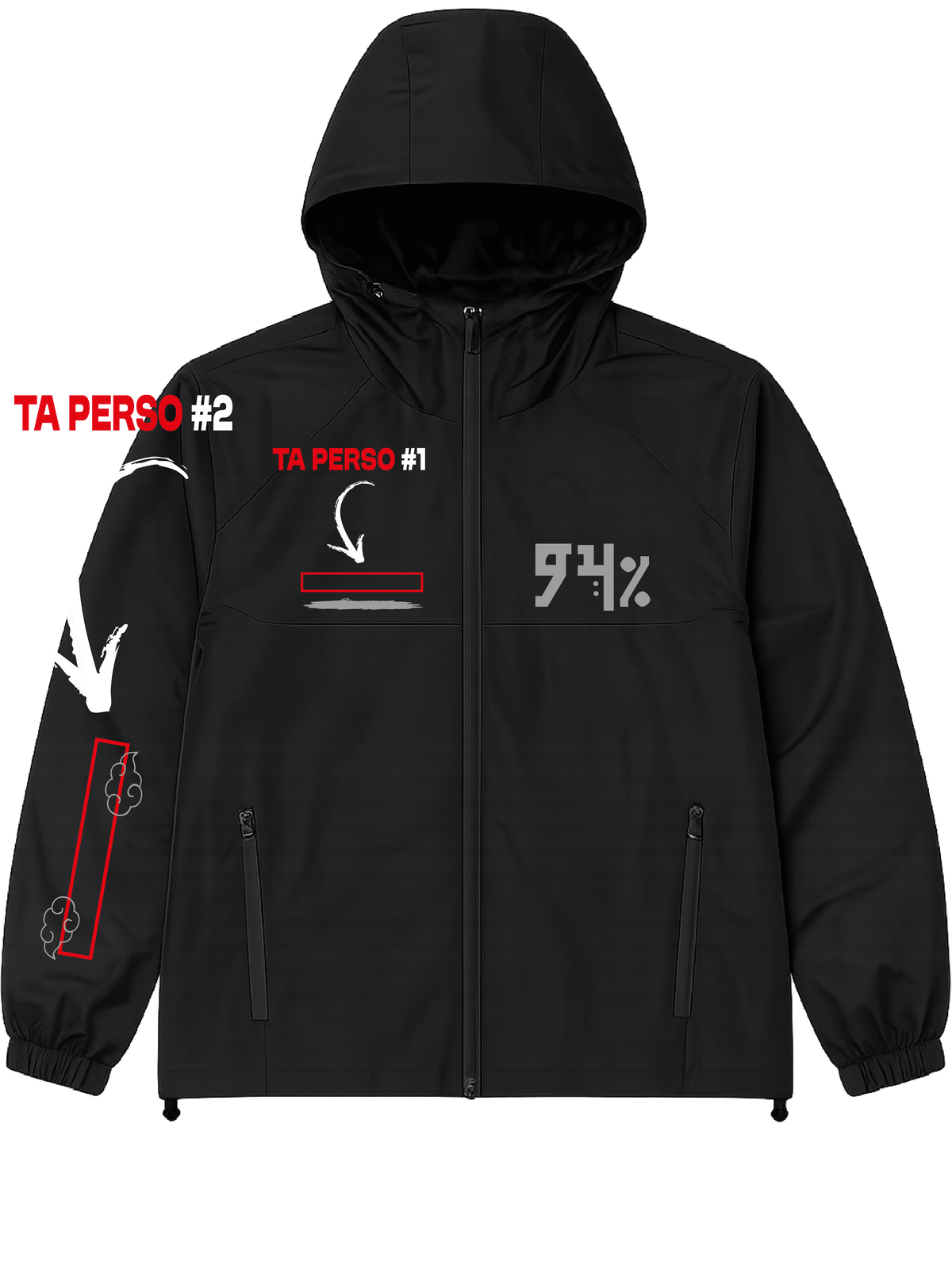 VESTE NOIRE/ROSE réfléchissante  94 #MADE IN +2 PERSO
