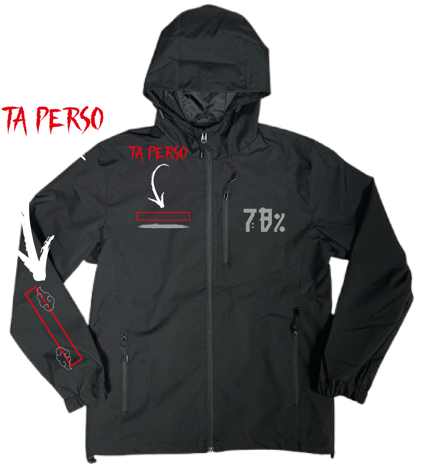 VESTE NOIRE/ROSE réfléchissante  78 #MADE IN +2 PERSO