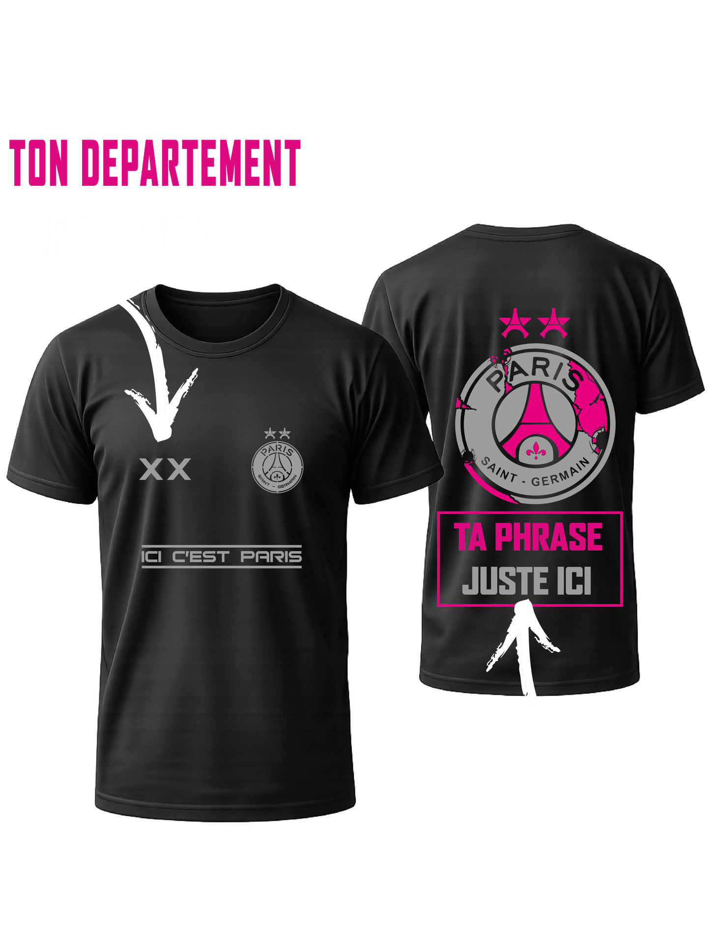 Maillot Noir/Rose PSG EDITION #2 ETOILES + 2 PERSO