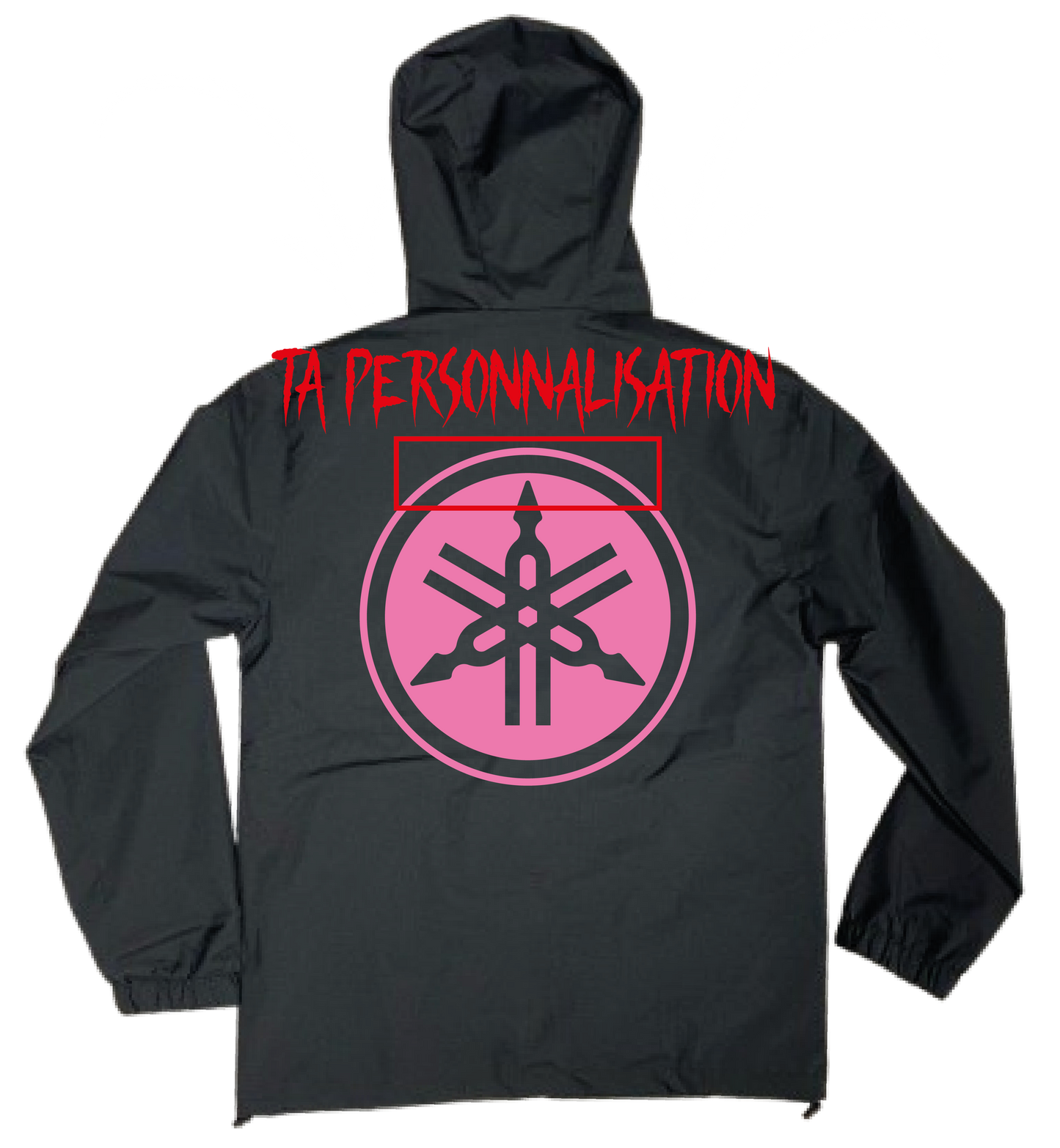 VESTE NOIRE YAMAHA ROSE + 2 PERSO ( AVANT/ARRIERE )