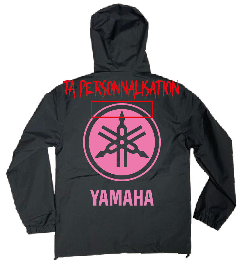 VESTE NOIRE YAMAHA ROSE + 2 PERSO ( AVANT/ARRIERE )