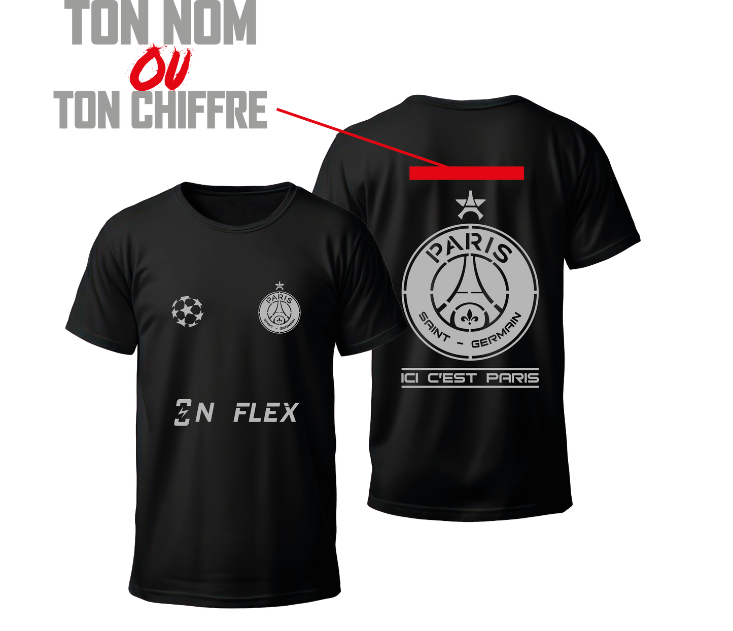 Maillot PSG Noire Officiel +1 PERSO