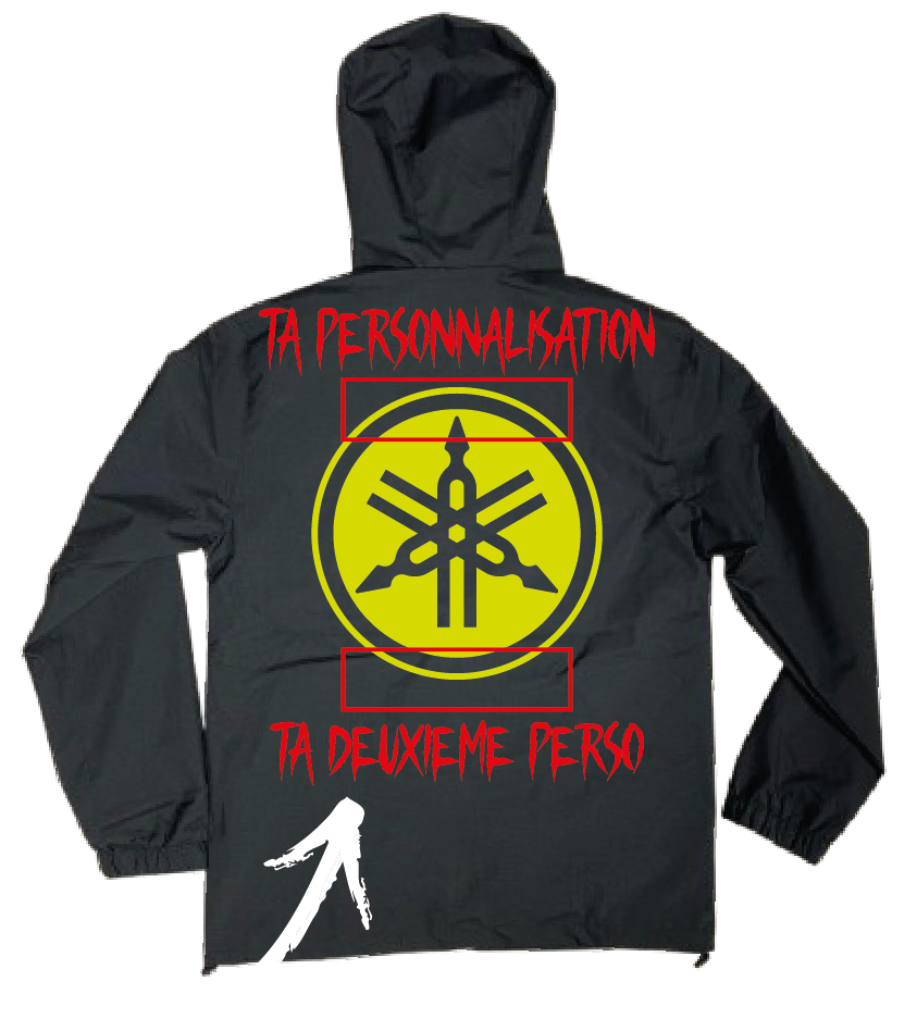 VESTE NOIRE YAMAHA JAUNE FLUO X JUL 👽 + 4 PERSO (avant/arrière)