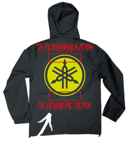 VESTE NOIRE YAMAHA JAUNE FLUO X JUL 👽 + 4 PERSO (avant/arrière)