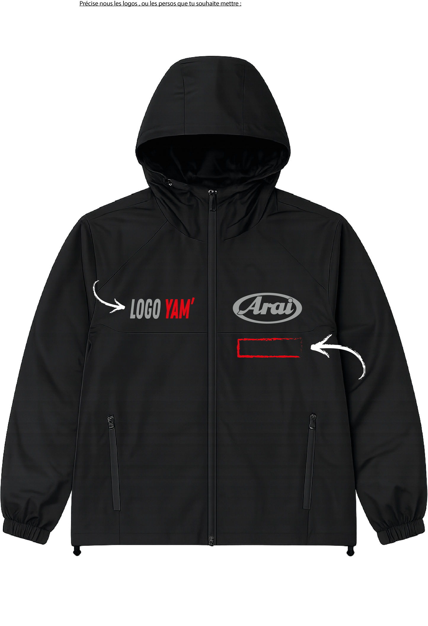 Veste Noir Réfléchissante YAM' x Araï + TES PERSO